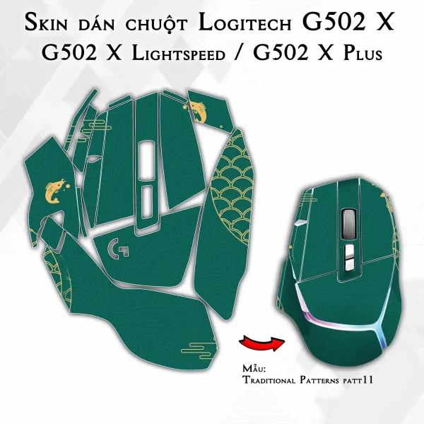 Skin dán chuột Logitech G502 X mẫu Traditional Patterns patt11