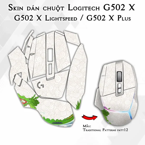 Skin dán chuột Logitech G502 X mẫu Traditional Patterns patt12