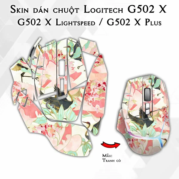 Skin dán chuột Logitech G502 X mẫu Tranh cò