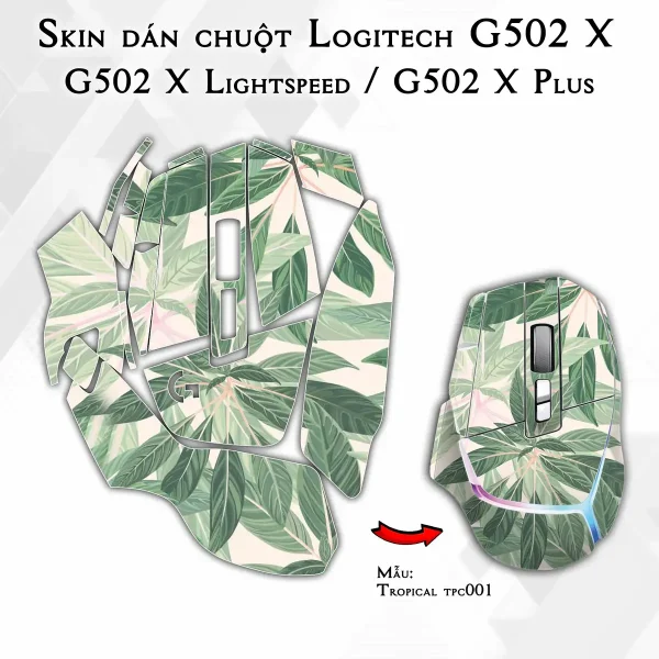 Skin dán chuột Logitech G502 X mẫu Tropical tpc001