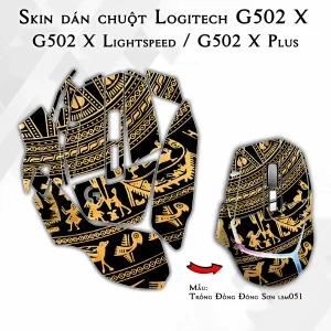 Skin dán chuột Logitech G502 X mẫu Trống Đồng Đông Sơn lsm051
