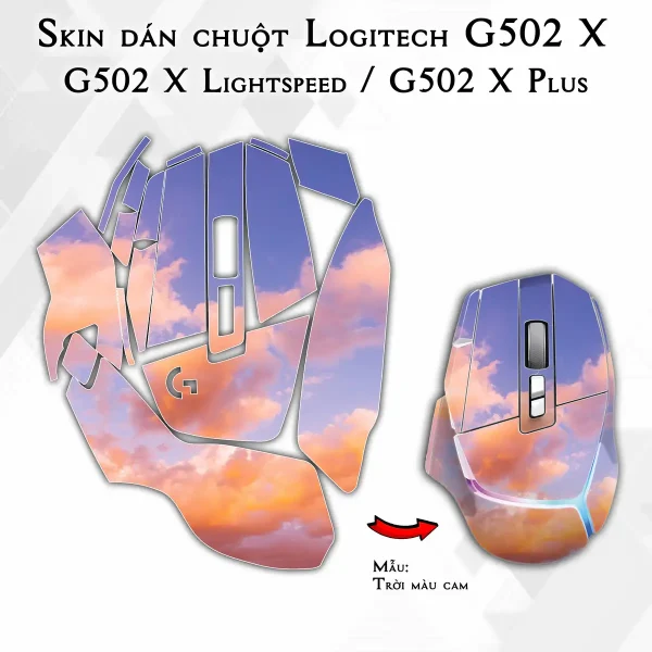 Skin dán chuột Logitech G502 X mẫu Trời màu cam