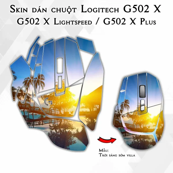 Skin dán chuột Logitech G502 X mẫu Trời sáng sớm villa
