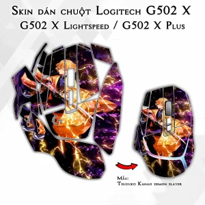 Skin dán chuột Logitech G502 X mẫu Tsuguko Kanao demon slayer