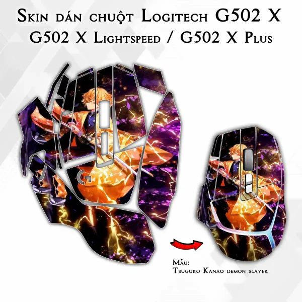 Skin dán chuột Logitech G502 X mẫu Tsuguko Kanao demon slayer
