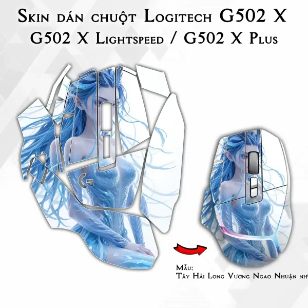 Skin dán chuột Logitech G502 X mẫu Tây Hải Long Vương Ngao Nhuận nh01