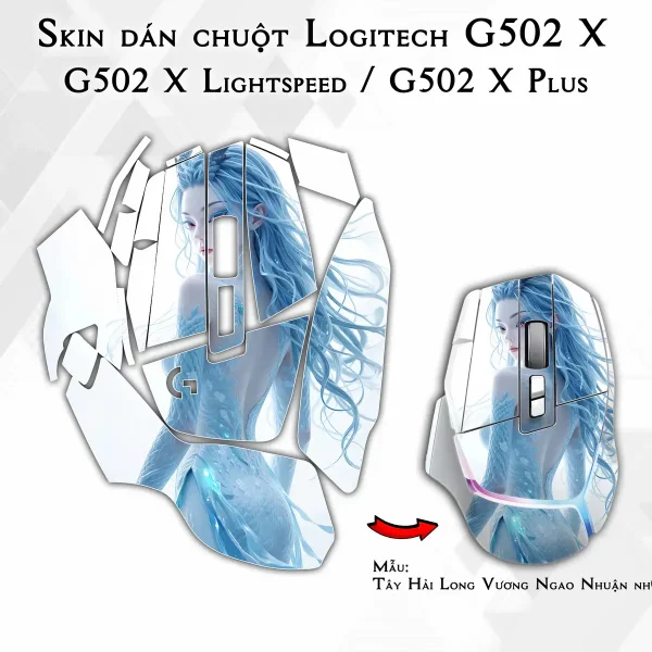 Skin dán chuột Logitech G502 X mẫu Tây Hải Long Vương Ngao Nhuận nh03