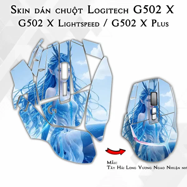 Skin dán chuột Logitech G502 X mẫu Tây Hải Long Vương Ngao Nhuận nh04