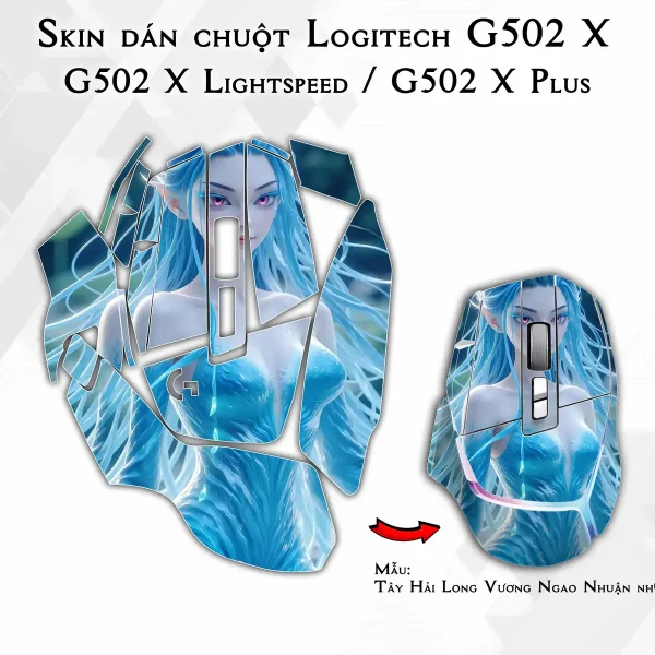 Skin dán chuột Logitech G502 X mẫu Tây Hải Long Vương Ngao Nhuận nh06