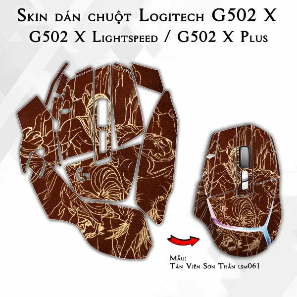 Skin dán chuột Logitech G502 X mẫu Tản Viên Sơn Thần lsm061