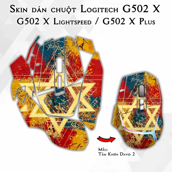 Skin dán chuột Logitech G502 X mẫu Tấm Khiên David 2