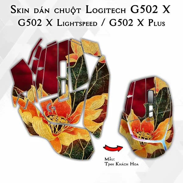 Skin dán chuột Logitech G502 X mẫu Tịnh Khách Hoa