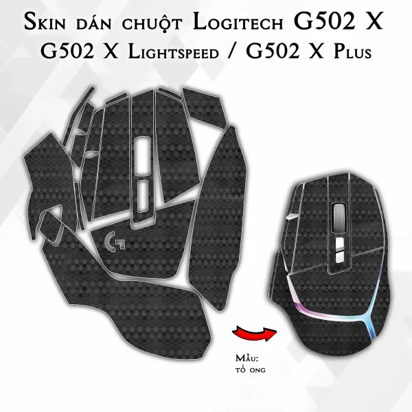 Skin dán chuột Logitech G502 X mẫu tổ ong