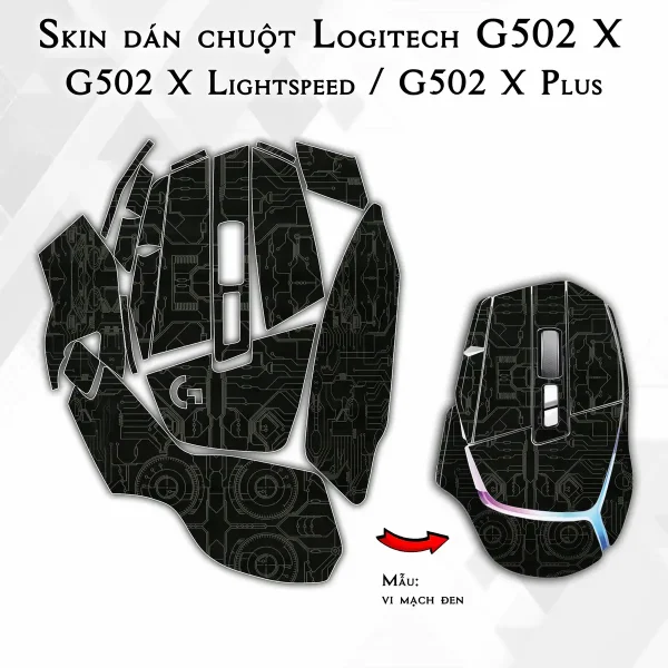 Skin dán chuột Logitech G502 X mẫu vi mạch đen