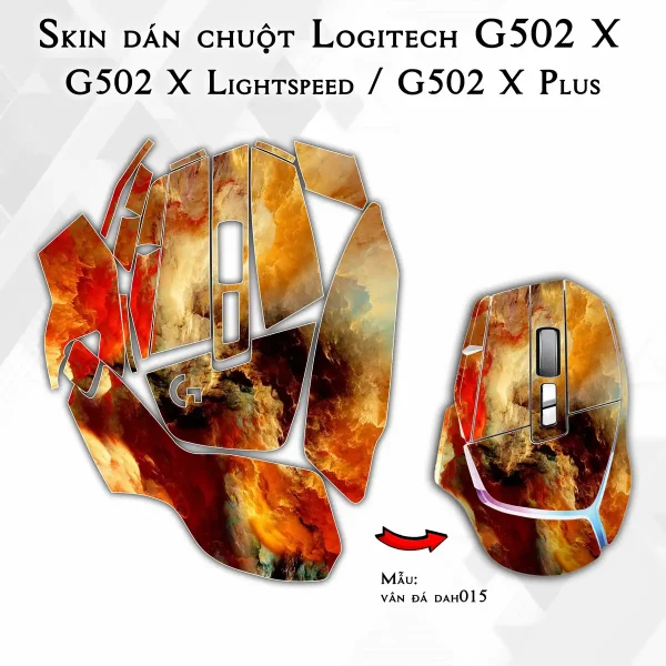 Skin dán chuột Logitech G502 X mẫu vân đá dah015