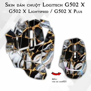 Skin dán chuột Logitech G502 X mẫu vân đá dah021