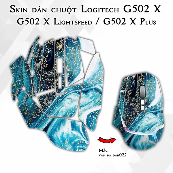 Skin dán chuột Logitech G502 X mẫu vân đá dah022