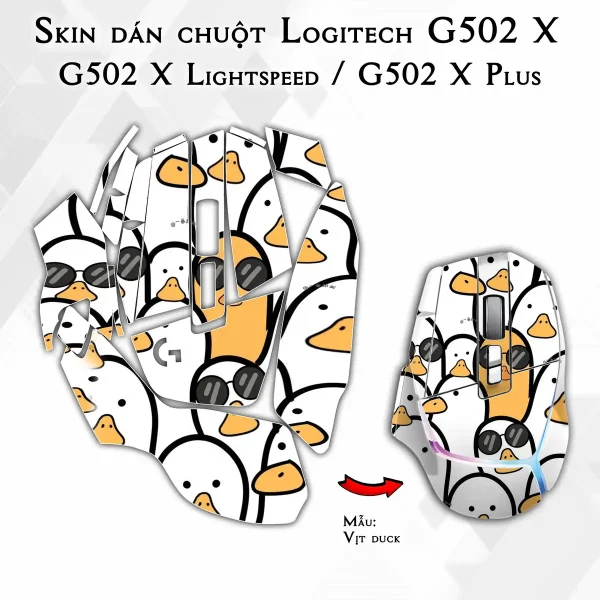 Skin dán chuột Logitech G502 X mẫu Vịt duck