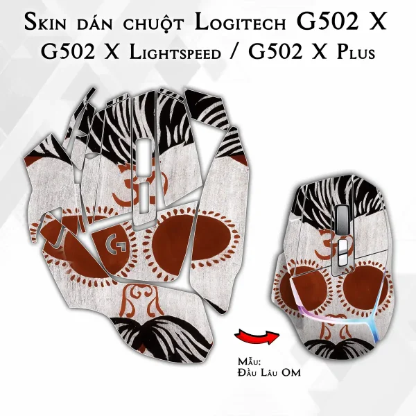 Skin dán chuột Logitech G502 X mẫu Đầu Lâu OM