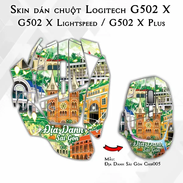 Skin dán chuột Logitech G502 X mẫu Địa Danh Sài Gòn Chib005
