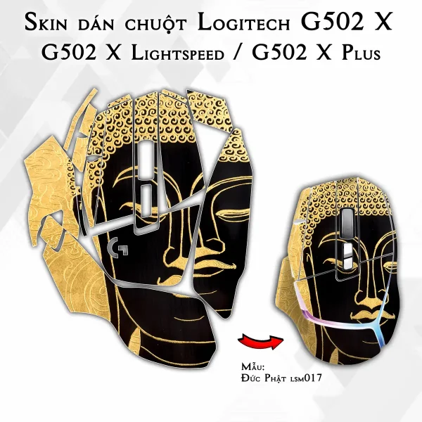 Skin dán chuột Logitech G502 X mẫu Đức Phật lsm017