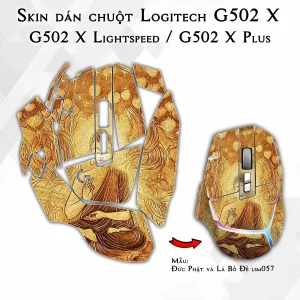 Skin dán chuột Logitech G502 X mẫu Đức Phật và Lá Bồ Đề lsm057