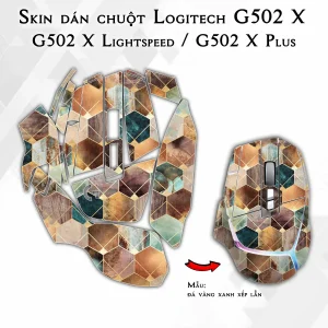 Skin dán chuột Logitech G502 X mẫu đá vàng xanh xếp lẫn