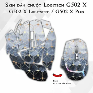 Skin dán chuột Logitech G502 X mẫu đá xanh vân vàng