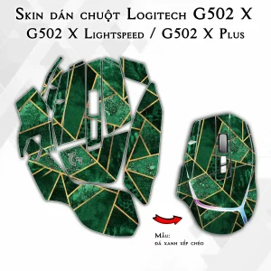 Skin dán chuột Logitech G502 X mẫu đá xanh xếp chéo