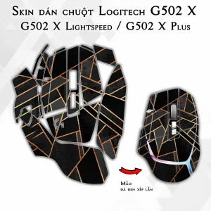 Skin dán chuột Logitech G502 X mẫu đá đen xếp lẫn