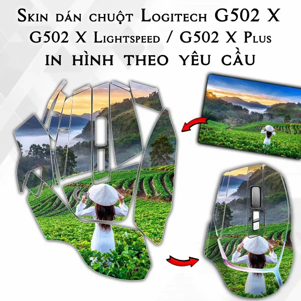 Skin dán chuột Logitech G502 X mẫu ình theo yêu cầu