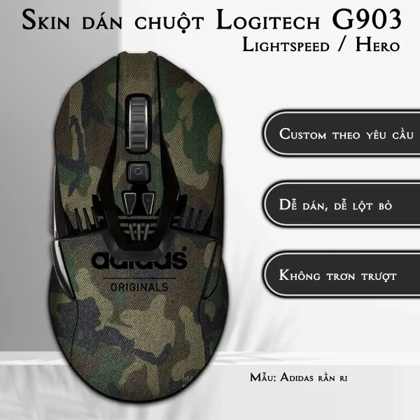 Skin dán chuột Logitech G903 mẫu Adidas rằn ri