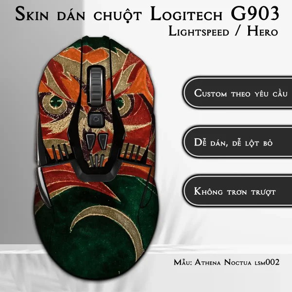 Skin dán chuột Logitech G903 mẫu Athena Noctua lsm002