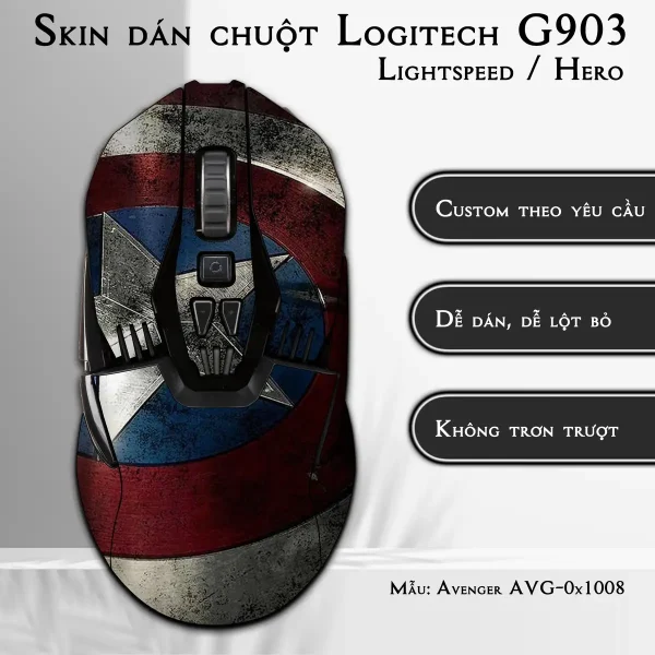 Skin dán chuột Logitech G903 mẫu Avenger avg1008