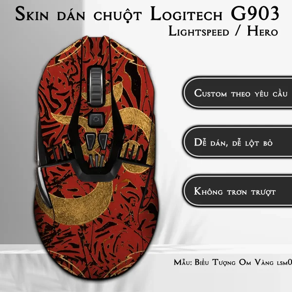 Skin dán chuột Logitech G903 mẫu Biểu Tượng Om Vàng lsm005