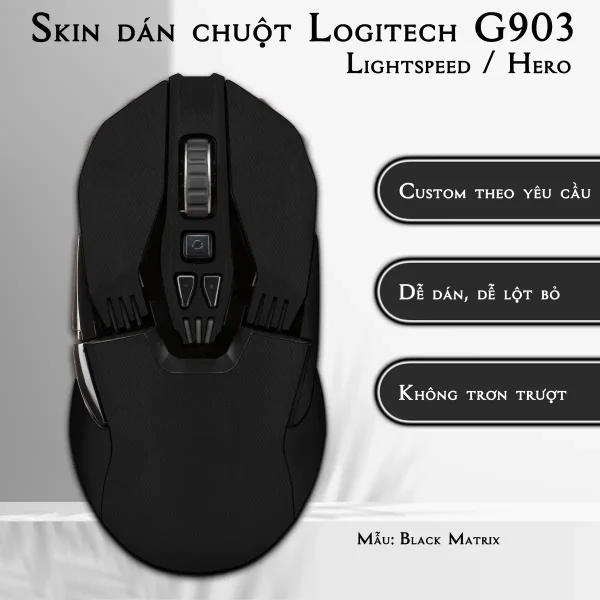 Skin dán chuột Logitech G903 mẫu Black Matrix