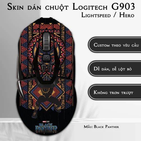 Skin dán chuột Logitech G903 mẫu Black Panther