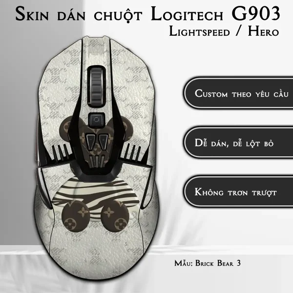 Skin dán chuột Logitech G903 mẫu Brick Bear 3