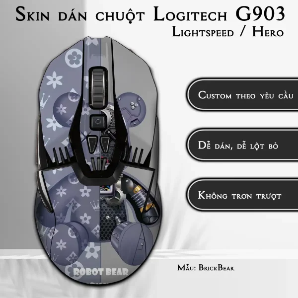 Skin dán chuột Logitech G903 mẫu BrickBear