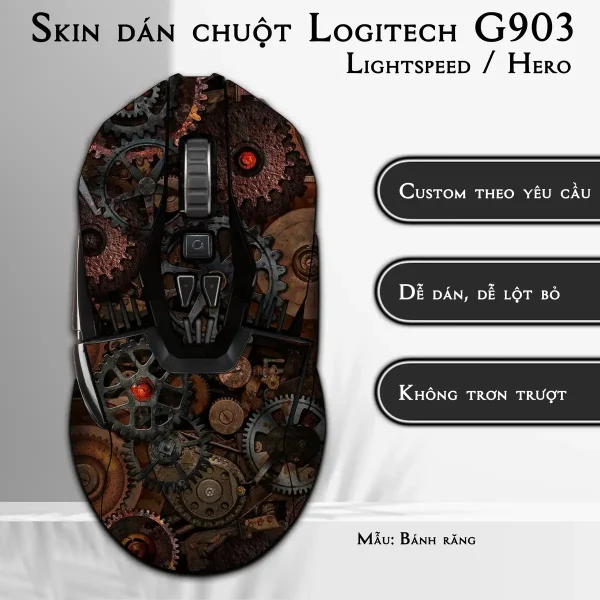 Skin dán chuột Logitech G903 mẫu Bánh răng