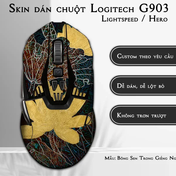 Skin dán chuột Logitech G903 mẫu Bông Sen Trong Giếng Ngọc lsm008