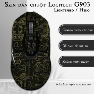 Skin dán chuột Logitech G903 mẫu Bảng mạch vàng nền đen