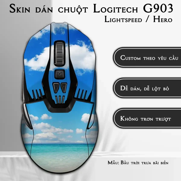 Skin dán chuột Logitech G903 mẫu Bầu trời trưa bãi biển