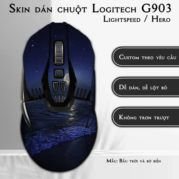Skin dán chuột Logitech G903 mẫu Bầu trời và bờ biển