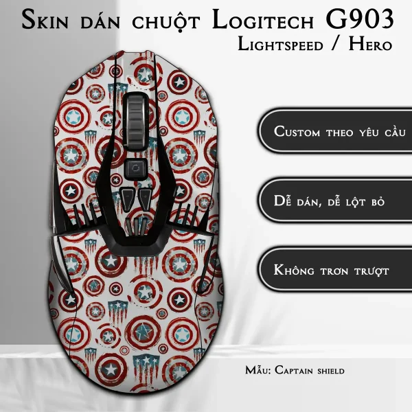 Skin dán chuột Logitech G903 mẫu Captain shield