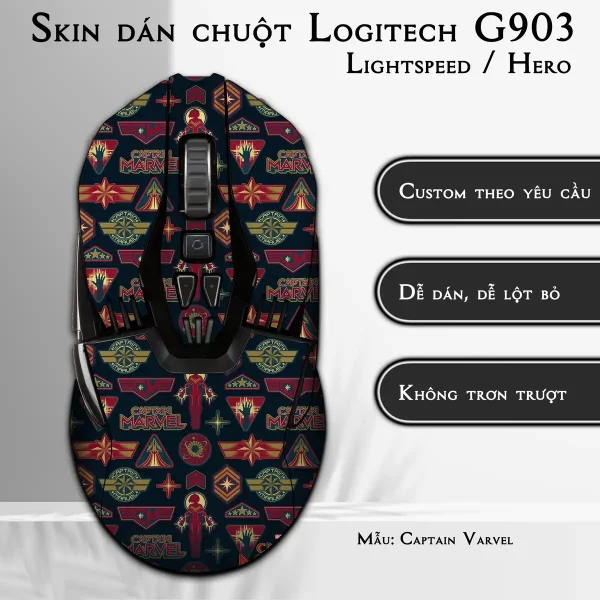 Skin dán chuột Logitech G903 mẫu Captain Varvel