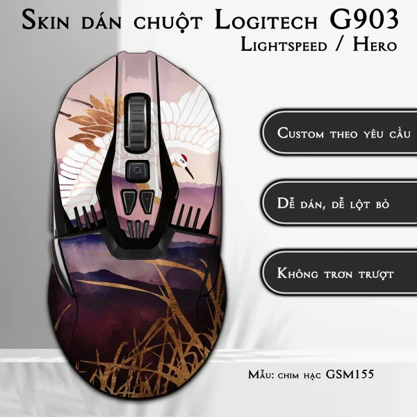 Skin dán chuột Logitech G903 mẫu chim hạc GSM155