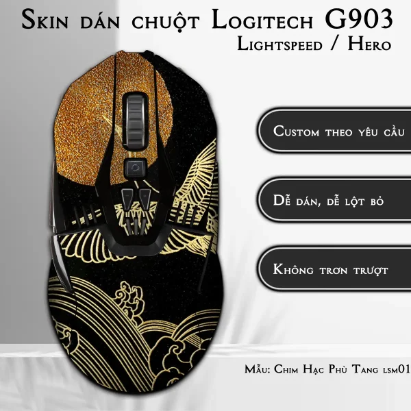 Skin dán chuột Logitech G903 mẫu Chim Hạc Phù Tang lsm012