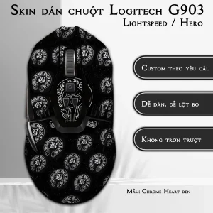Skin dán chuột Logitech G903 mẫu Chrome Heart đen