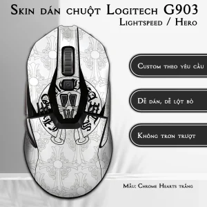 Skin dán chuột Logitech G903 mẫu Chrome Hearts trắng